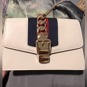 GUCCI
Calfskin Super Mini Sylvie Chain Shoulder Bag White
